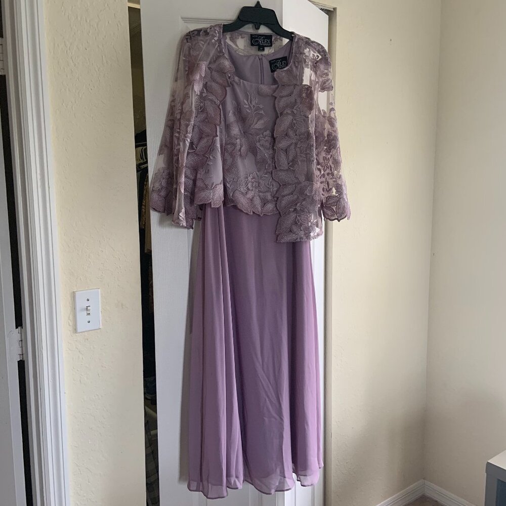 Alex Evenings Petite Sleeveless Long Dress SZ 6P w/ Jacket Orchid